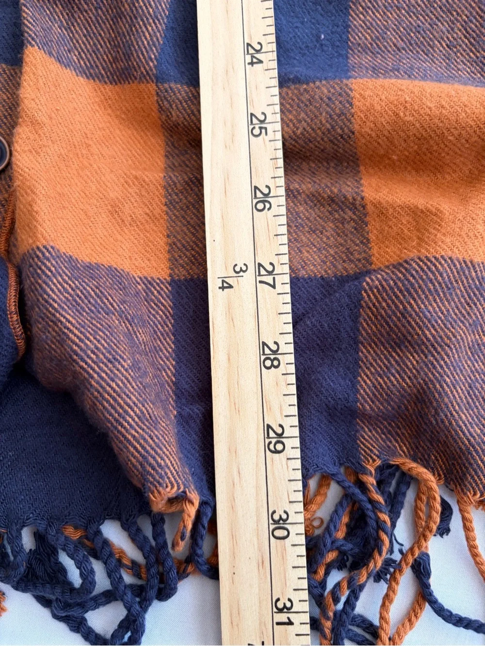 Matilda Jane Warm Sunset Poncho One Size Navy Orange Buffalo Plaid Fringe